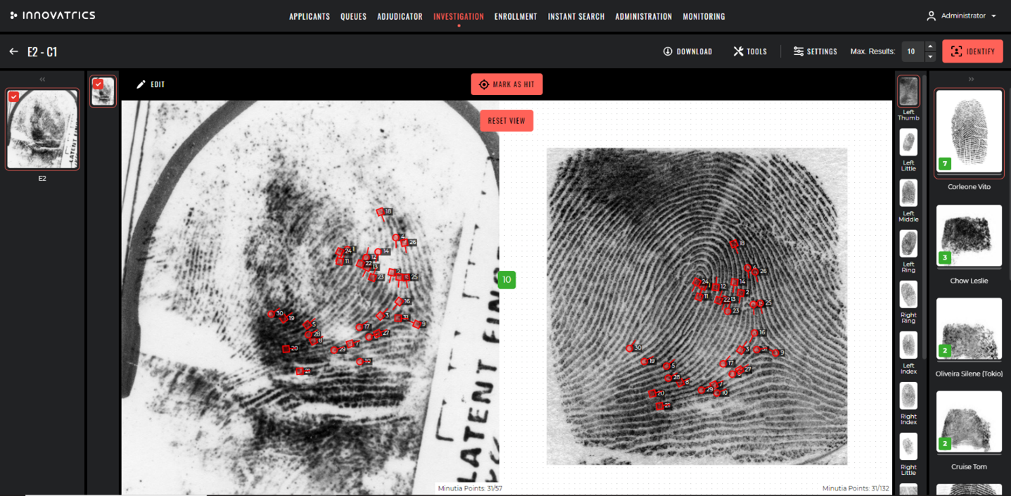 Comparison Tool main view