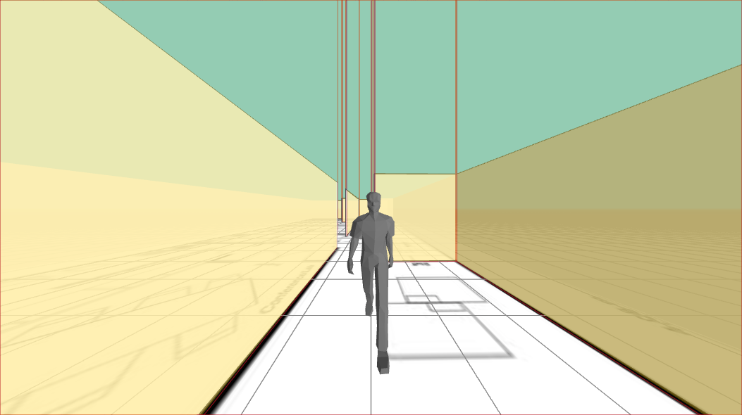 Wide-angle lens, 1.95 mm F2.2, 140° horizontal field of view: the face two metres away is small in the frame