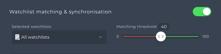 Watchlist matching and synchronisation section