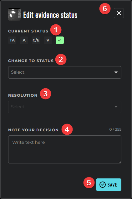Change status form