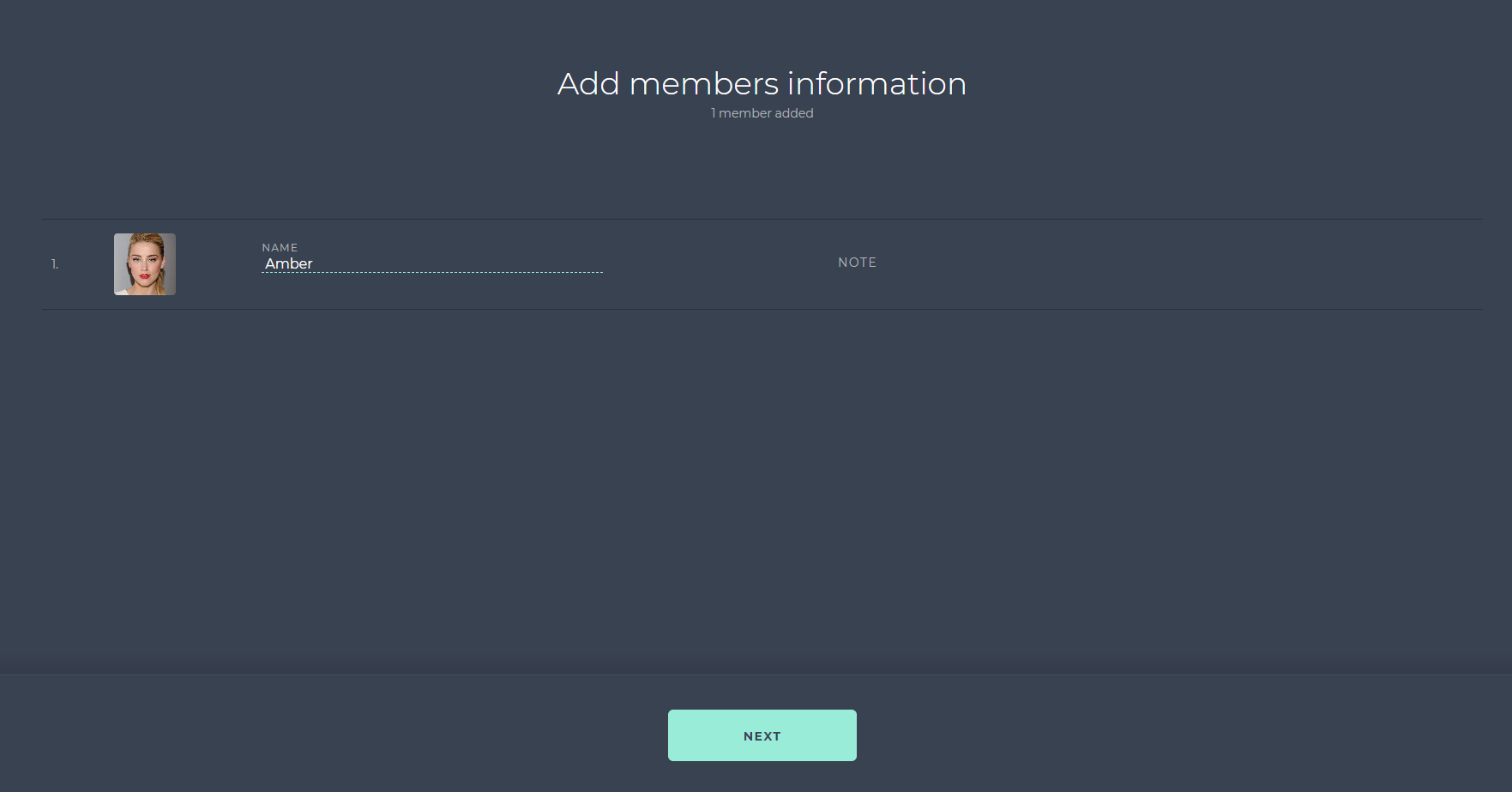 Entering the name of a newly registered member