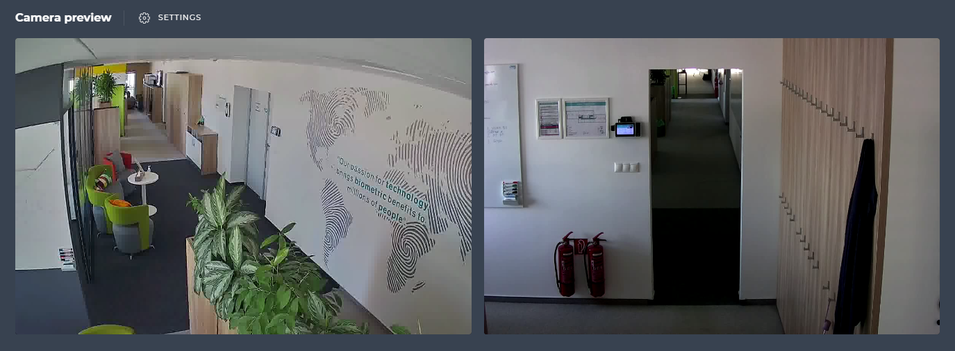 Two camera previews on the Security page
